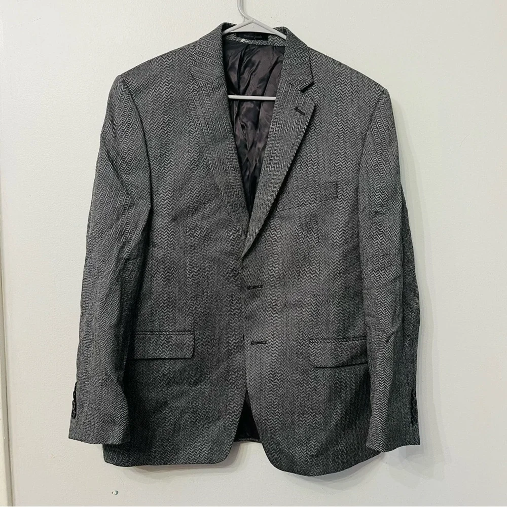 Lauren Ralph Lauren Herringbone Wool Blazer – Gray – 40R Classic Fit
